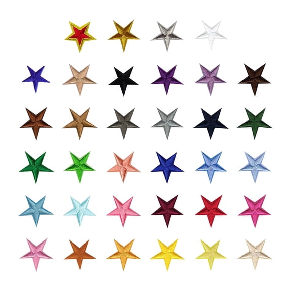 34 Pieces Iron on Patches Star Embroidery Patches DIY Crafts Assorted Colors Repair Patch Applique Embellishment for Hat Clothes Jacket Bag