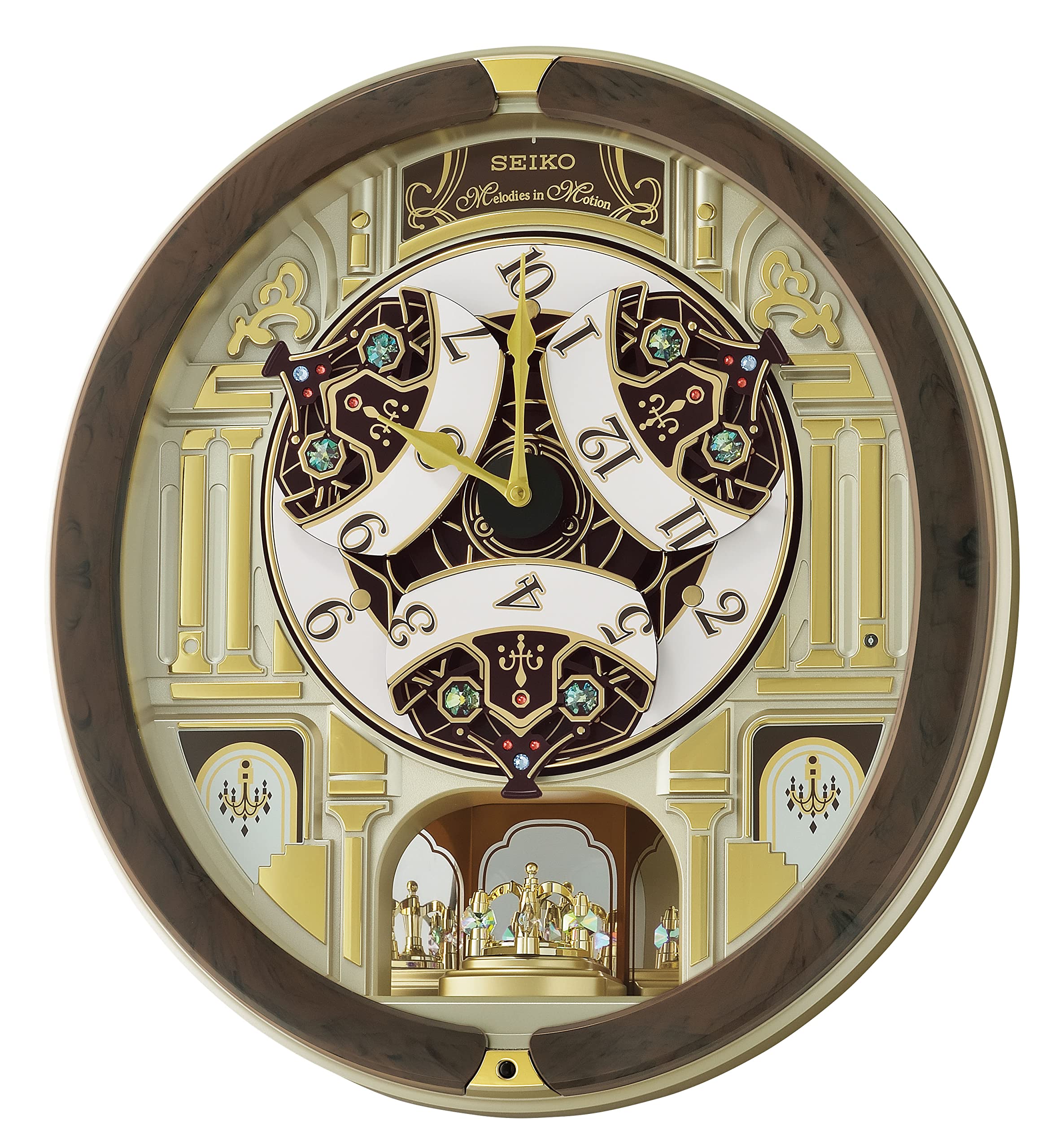 Seiko Melodies in Motion Wall Clock, Golden Chandelier