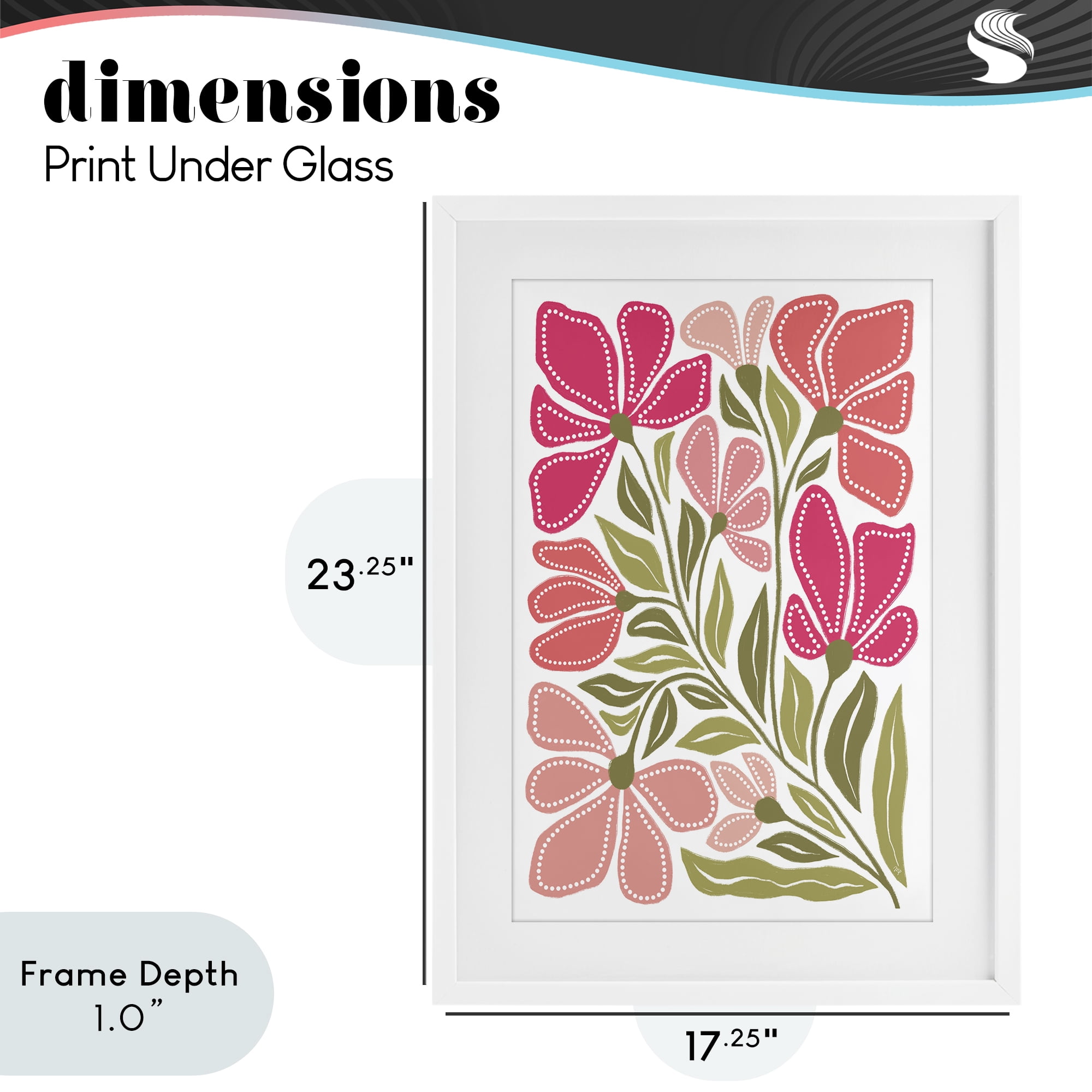 Stupell Industries Bold Midcentury Blooms White Framed Print Under Glass, design by Martina Pavlova