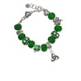 thumbnail image 2 of Delight Jewelry Silvertone Small 2-D Green Trinity Knot - Green Irish Luck Bead Charm Bracelet, 7.5", 2 of 4