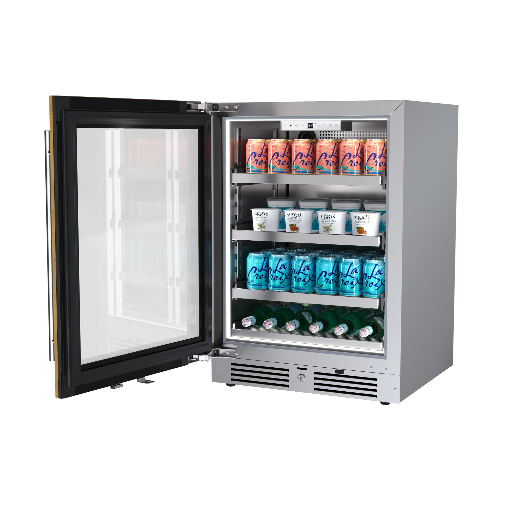 Landmark L3124ui1bglh 24" Wide 154 Can Capacity Beverage Cooler - Stainless Steel