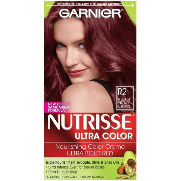 Garnier Nutrisse Haircolor Creme, R2 Medium Intense Auburn 1 ea (Pack of 4)