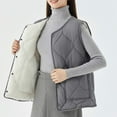 thumbnail image 4 of Xdegoge Women's Sherpa Lined Quilted Vest 2025 Fashion Velvet Vest Down Button Up Sleeveless Padded Down Jackets Lightweight Warm Winter Gilet Outerwear with Pockets Plus Size Clothes Dark Gray XXL, 4 of 5