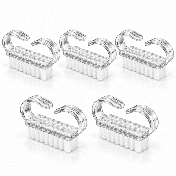 5 PCS Nail Brush with Plastic Handle,Clear Nail Scrub Brush for Cleaning Fingernails Toenails Hands Feet,Nail Cleaner Removing Dirt from under Nails