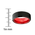 thumbnail image 4 of Metal Masters Black Tungsten Wedding Band Mens Ring Red Interior Beveled Edge Brushed 8mm 8.5, 4 of 6