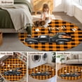 thumbnail image 5 of Round Rugs 4Ft, BOO Halloween Round Area Rug Washable Indoor Throw Carpet, Truck Pumpkin Spooky Skull Orange Plaid Soft Non Slip Circle Rug for Kitchen Nursery Room Home Decor Aesthetic, 5 of 8