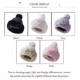 thumbnail image 3 of Gorro de punto de piel sintética de invierno para mujer con pompón ruso, 3 of 5