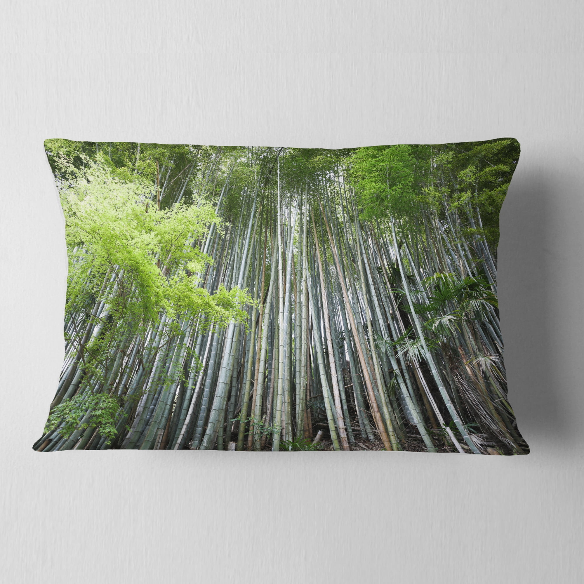 Designart Dense Bamboo Forest of Japan - Forest Throw Pillow - 12x20