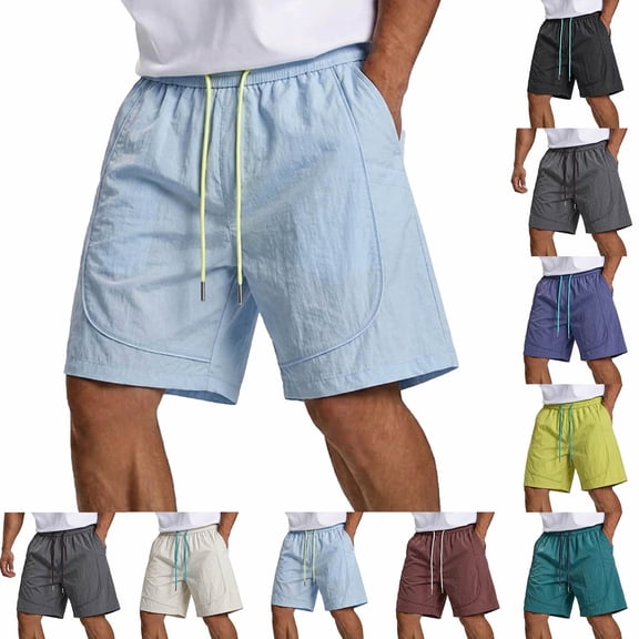 IhhxPro Men's Beach Shorts Quick Dry with Pockets Men Casual Drawstring Summer Loose Fit Lightweight Swim Trunks for Surfing Vacation M-3XL
