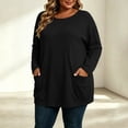 thumbnail image 5 of Plus Size Tops Nelozsy Fashion Women's Casual Solid Color Loose Long Sleeve Round-neck Oversize Shirt Black L, 5 of 9