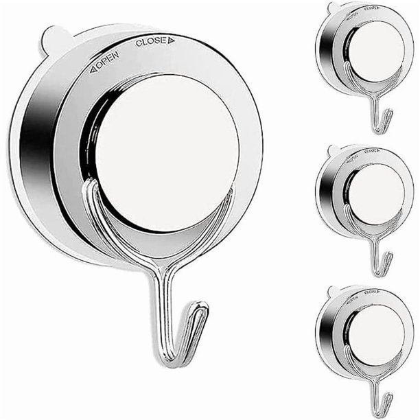 4 pcs Towel hooks without drilling, Towel holder with suction cups, Vacuum suction cup hooks, Extra strong towel holder (chrome plated)