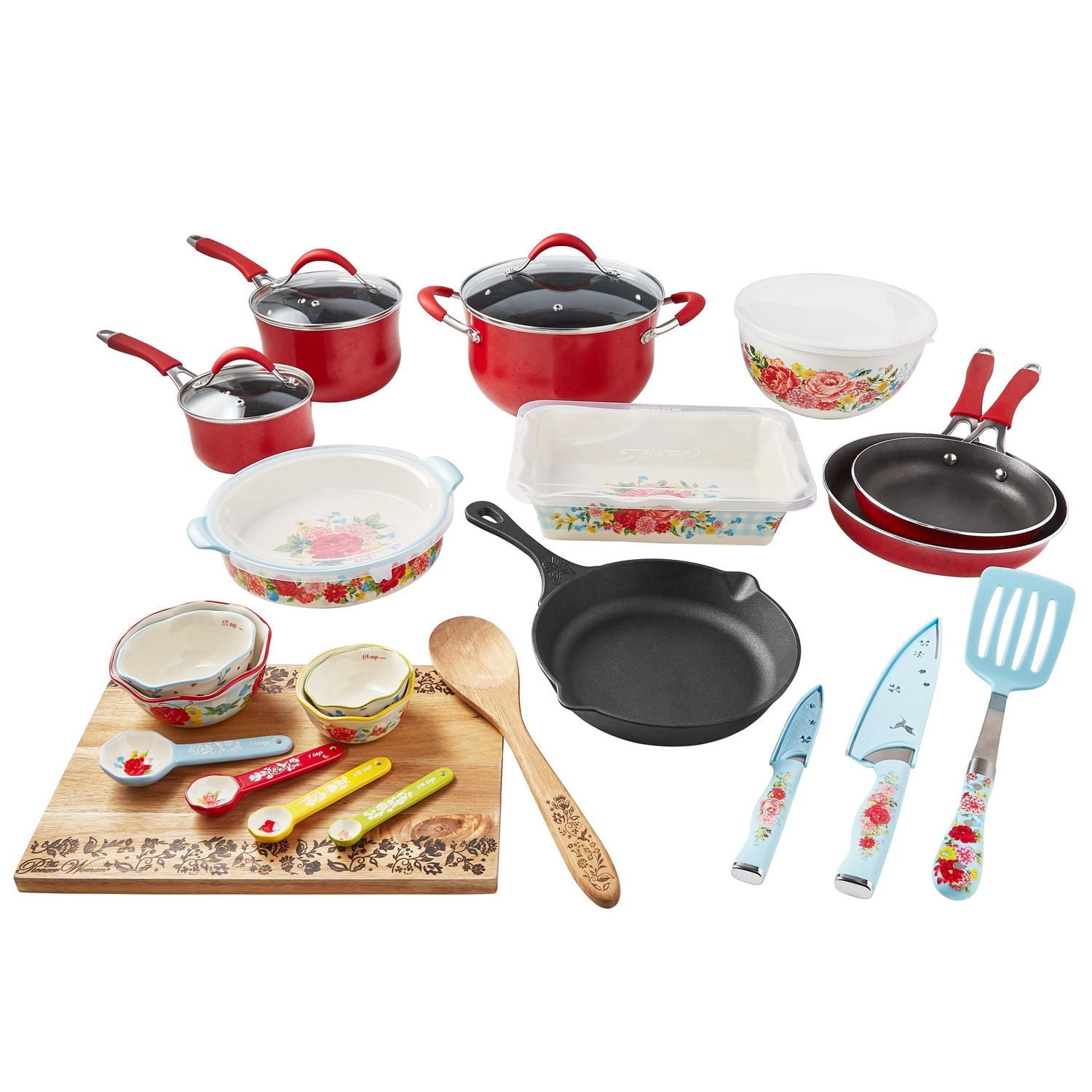 The Pioneer Woman Sweet Romance Aluminum 30-Piece Cookware Set ...