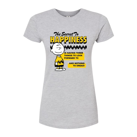 Peanuts - Secret To Happiness - Juniors Fitted Graphic T-Shirt