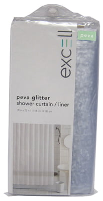 Ex-Cell 1ME-040O0-0470-431 PEVA Glitter Shower Curtain 70" x 72" Light Blue 