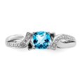 thumbnail image 3 of Auriga Fine Jewelry 925 Sterling Silver Blue Topaz and Diamond Engagement Ring Size 9 for Women, 3 of 6