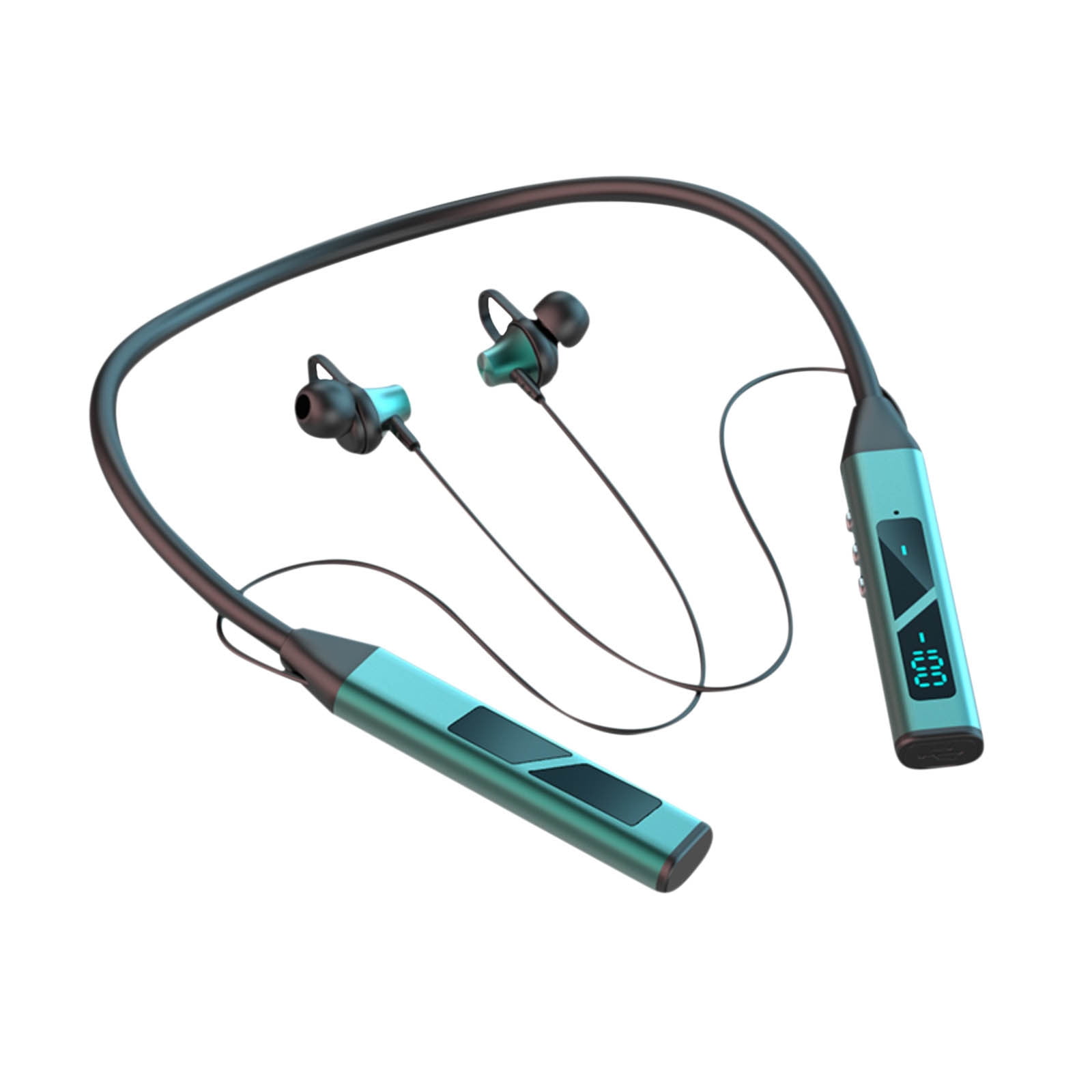 Bluetooth Headphones Wireless Earbuds 80hrs Playtime Wireless Charging Case Digital Display Sports Ear Buds with Earhook Deep Bass IPX7 Waterproof Over-Ear Earphones for TV Phone Laptop(Green)