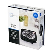 Mainstays Single Coil Electric Burner and Hot Plate, 1100W, Black