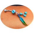thumbnail image 7 of jiaroswwei Colorful Leaf Beads Belly Ring Button Navel Bar Barbell Body Piercing Jewelry, 7 of 7