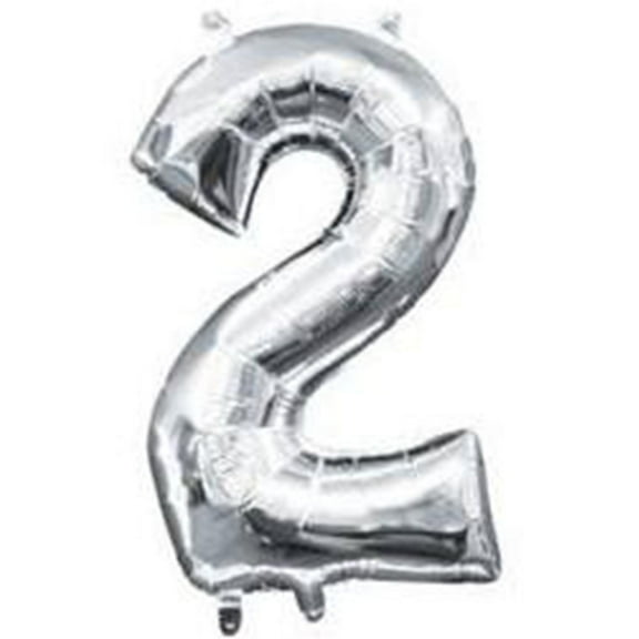 Anagram 78525 16 in. Number 2 Silver Shape Air Fill Foil Balloon