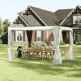 thumbnail image 1 of Domi Outdoor Living 10' x 12' Aluminum Louvered Pergola, Adjustable Roof Louvers, All-Aluminum Frame with Built-In Gutter System for Deck, Garden, or Backyard, White, 1 of 8