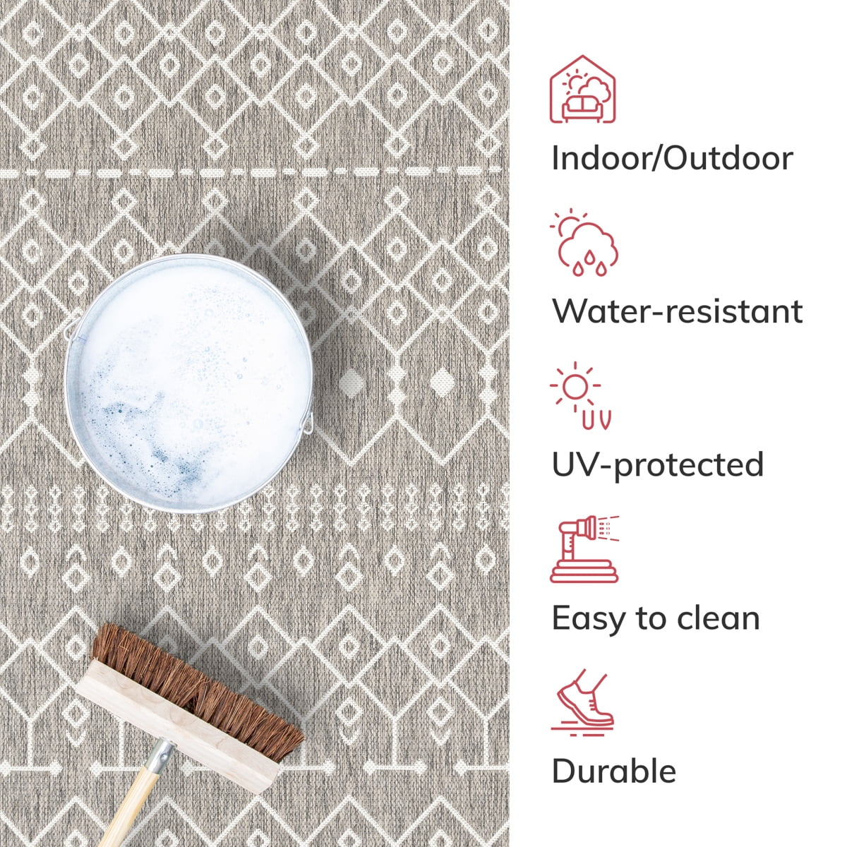 Well Woven Medusa Nord Nordic Lattice Pattern Outdoor Light Grey 9'3" x 12'6" Area Rug