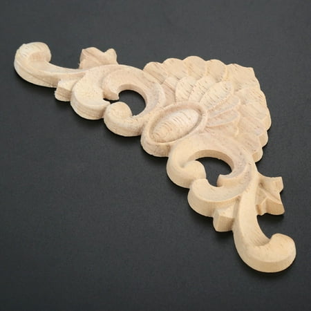 

Oak Wood Natural Floral Wood Carved Wooden Figurines Crafts Corner Appliques Frame Wall Door Furniture Woodcarving Decorative