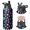 Astronaut and Earth Black Pattern, variant on Astronaut and Alien Purple Pattern Insulated Water Bottle with Straw, Vacuum Insulated Portable Hydration Bottle Sweat-free Exterior Gifts Ideas for Birthday Holiday Party