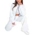 thumbnail image 3 of Women'S 2 Piece Outfits Oversized Casual Zip Up Long Sleeve Sweatshirt with Wide Leg Sweatpants White XXL, 3 of 9