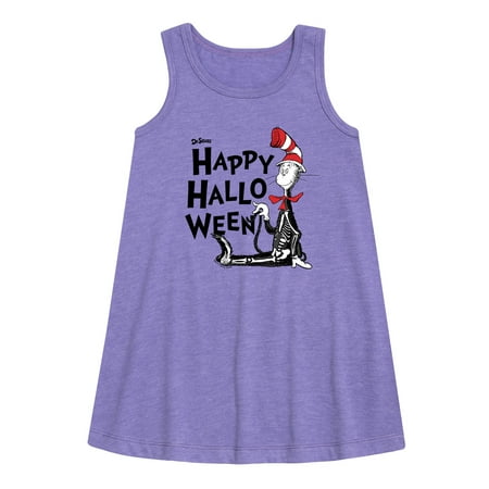 

Dr. Seuss - Happy Halloween Skeleton Cat - Toddler and Youth Girls A-line Dress