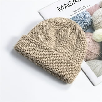 Zpanxa Winter Knitted Beanie Hat Roll-up Edge Skullcap Fisherman
