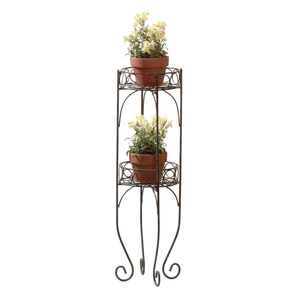 Plant Stands Indoor Tall, Metal Two Tier Plant Display Stand, Verdigris Style by Summerfield Terrace