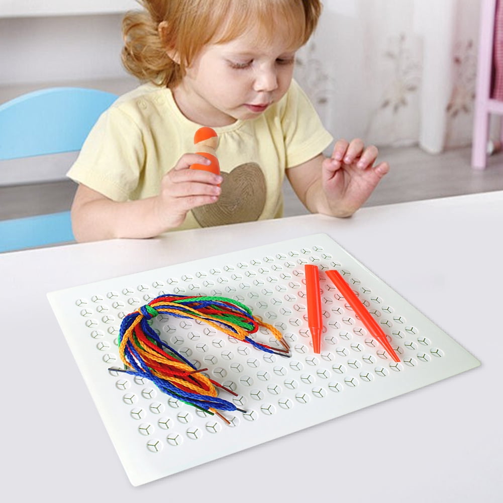 Tablero De Enhebrado Sensorial | Juego De Coser Para Niños Con 8 Hilos Y 2 Cepillos
