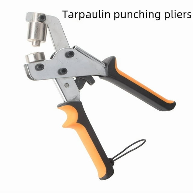 10MM Orange-Gray Canvas Fabric Hole Punch Pliers Kit with 100 Silver Grommet Buttons in Airplane Box - Heavy-Duty Dual-Function Grommet & Buckle Punch Tool Set for Canvas, Fabrics - Durable Hardware