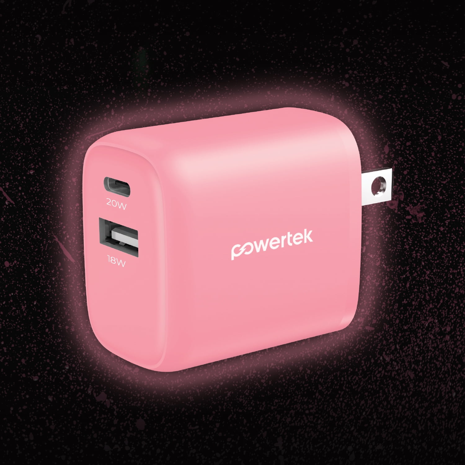 Liquipel Powertek Glow in the Dark 20W Combo Wall Charger - Pink