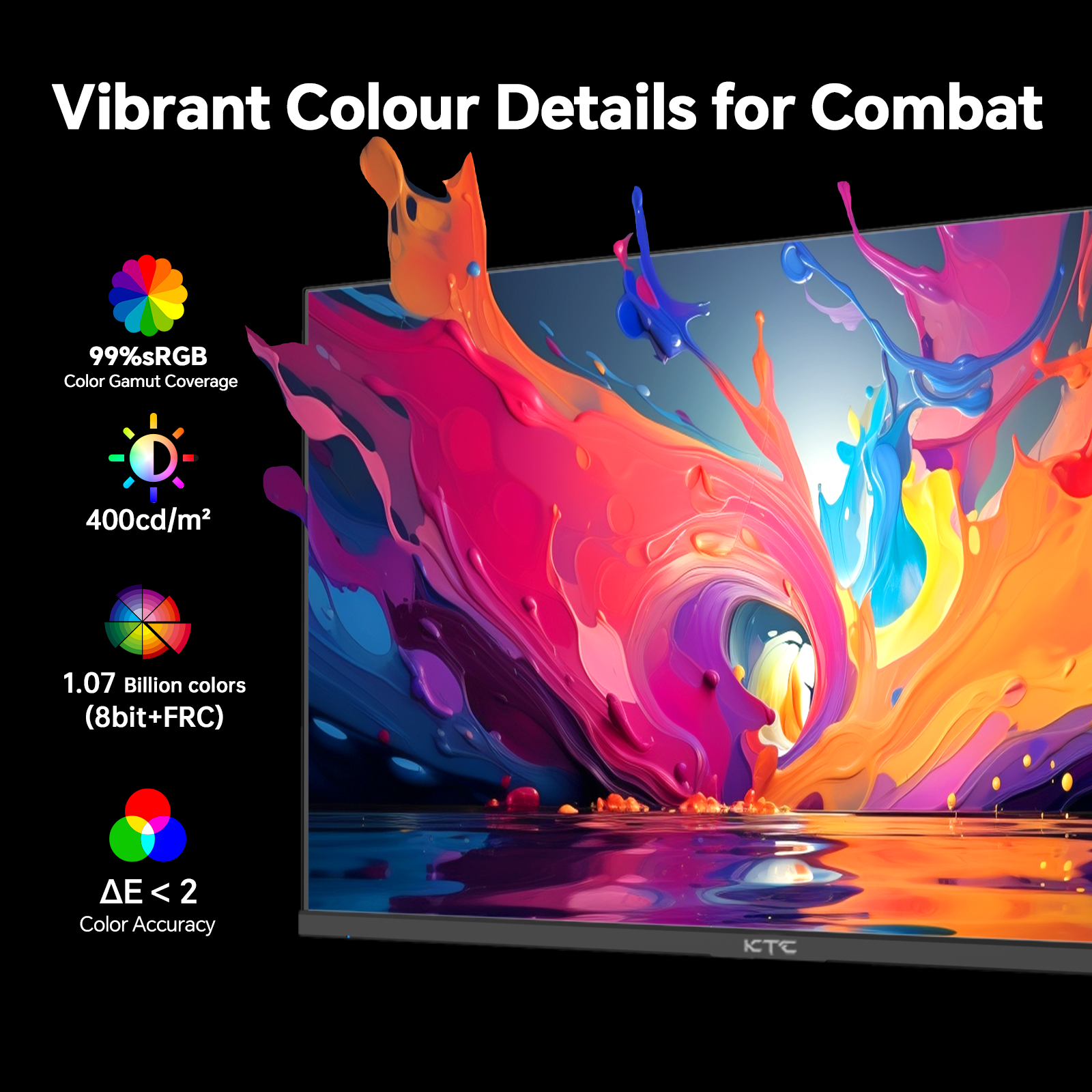 KTC 24 Inch Gaming Monitor 180Hz - 2K 1440P Computer Monitors, Fast IPS Monitor with HDR400, Adaptive Sync, Up to 185Hz, HDMI 2.0 & DisplayPort 1.4, Height Adjustable, VESA Mount, H24T7