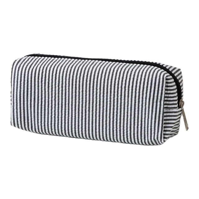 Methold Estuche a rayas para bolígrafos: bonito estuche de papelería con gran capacidad para viajes y oficina. Carpetas de archivos negro