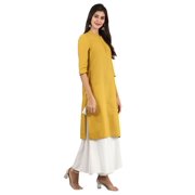 Round Neck Solid Kurta - Ceylon Yellow-Medium