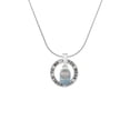 thumbnail image 2 of Delight Jewelry Silvertone Light Blue Baby Shoe with Crystal Strap Silver-tone You Mean the World to Me Ring Necklace, 18", 2 of 4