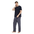 thumbnail image 5 of GLOBAL Men's Short Sleeve Pajama Sets Knit Soft Top & Woven Pajama Pants Sleepwear Elastic Waistband PJs S-XXL, 5 of 5