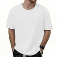 thumbnail image 2 of Men's Heavyweight Short Sleeve Crew Neck T-Shirt, Loose Fit Breathable Summer Half Sleeve Tee, Not See Through Opaque Casual Top for Everyday Wear and Outdoor Activities, 2 of 4