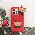 thumbnail image 2 of ELEHOLD for iPhone 15 Pro Max Cute Fluffy Case for Women Girls, with Deer Pattern, Luxury Soft Warm Fluffy Furry Plush Flexible TPU Shockproof Protective Phone Case For iPhone 15 Pro Max, Red, 2 of 5