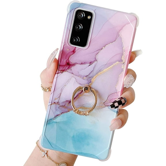 Compatible with Samsung Galaxy S20 FE Case Marble Cute Luxury Aestheic Chic White Glossy Soft TPU Durable Flexible Protective Phone Case for Samsung Galaxy S20 FE (Pink Marble)