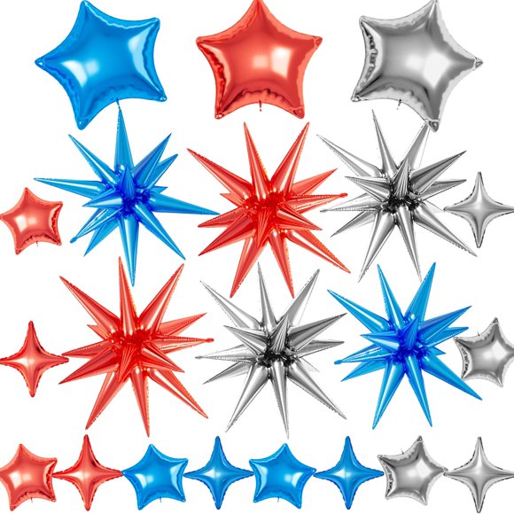 Star Balloons BZIDII, 21 unidades, láminas de mylar, 22, 18, 10 pulgadas