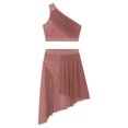 thumbnail image 4 of Doomiva Women's Lyrical Dance Dress Rhinestone Crop Top with Skirted Leotard Ballet Dance Outfit Dusty Pink XL, 4 of 6