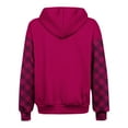 thumbnail image 6 of Atogsazn Womens Sherpa Lined Jacket Full Zip Plaid Sleeve Hoodie Winter Warm Coat with Pocket Tops Clothing 01-Hot Pink XXL Fashion, 6 of 6