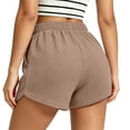 thumbnail image 5 of MYAOYI Womens Waffle Knit Shorts Drawstring Waist Elastic Casual Lounge Shorts, 5 of 7