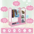 thumbnail image 6 of Kepooman Wardrobe Closet, Bedroom Armoire, Kids Dress Up Storage with Mirror-Pink, 6 of 9