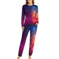 thumbnail image 2 of Colorful Galaxy Pajamas Stars and Nebula Fashion Pajama Sets Woman 2 Pieces Room Oversized Design Sleepwear Birthday Present, 2 of 7