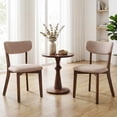 thumbnail image 2 of Giantex Dining Chairs Set of 2, Upholstered Armless Side Chairs w/Solid Rubber Wood Frame, Contemporary Mid-Back Chairs, Brown, 2 of 9