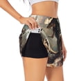 thumbnail image 3 of Lsque Western Cowboy Snake Ram Skull Printed Women's Running Shorts with Liner Pockets,Elastic Quick Dry Workout Athletic Gym Yoga Shorts,Womens High Waist Shorts-XX-Large, 3 of 9